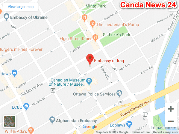 موقع السفارة العراقية في كندا