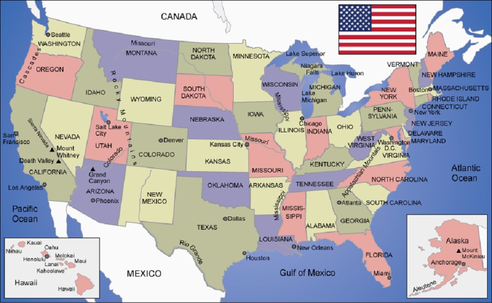 خريطة امريكا وأهم المعلومات عن جغرافيا الولايات المتحدة