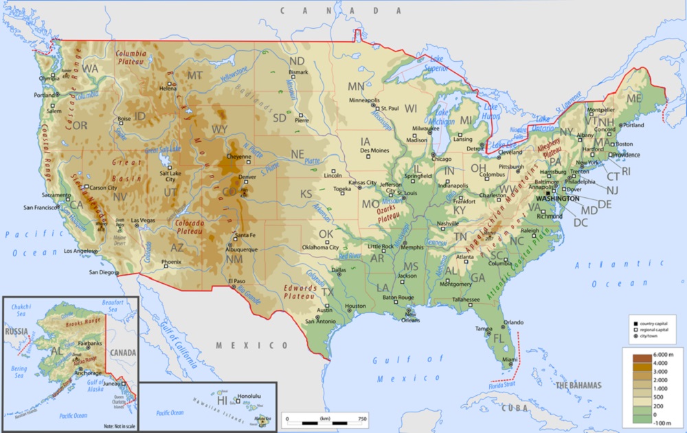 خريطة امريكا وأهم المعلومات عن جغرافيا الولايات المتحدة