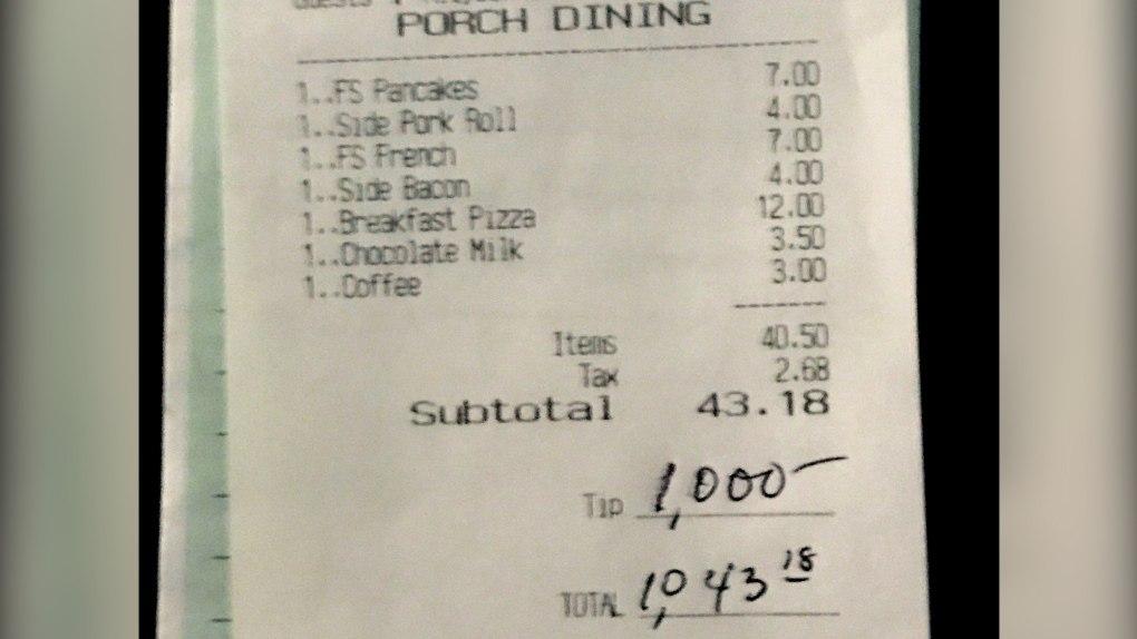 عميل يترك لموظفي مطعم في نيوجيرسي إكرامية بقيمة 1000 دولار كبادرة شكر على عملهم خلال الوباء