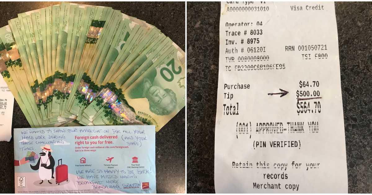 أوتاوا: عميل يترك إكرامية بقيمة 1500 دولار للعاملين في مطعم Wellington Diner
