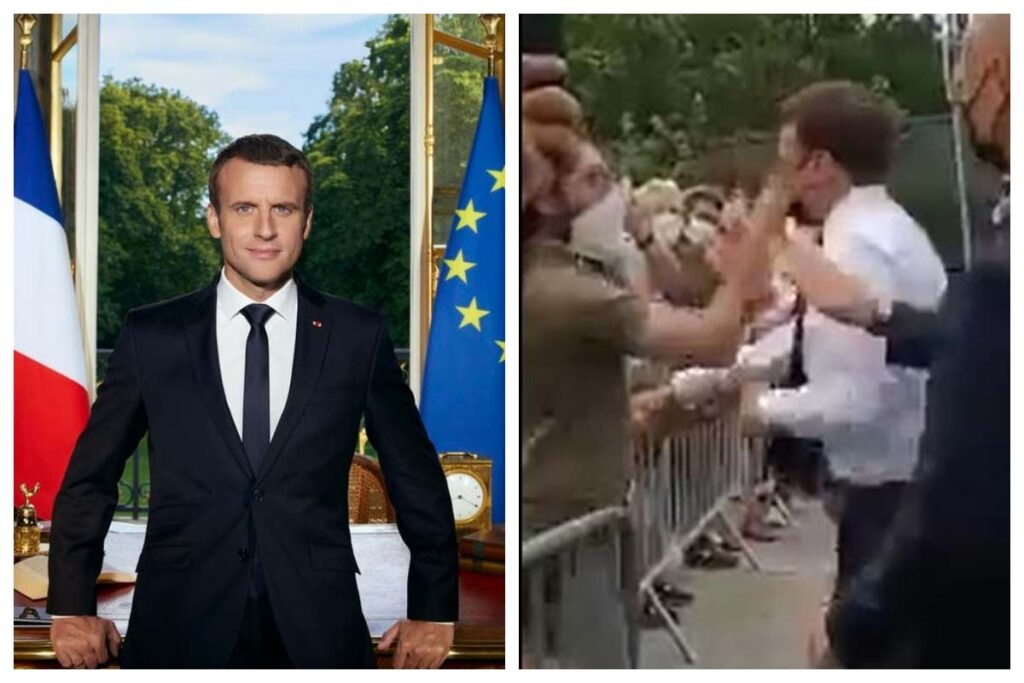 بالفيديو..رجل يصفع الرئيس الفرنسي ماكرون بقوة على وجهه