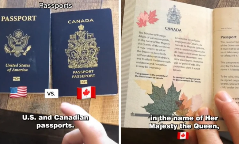 الاختلافات في جوازات السفر الأمريكية والكندية