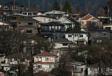 Houses are seen on a hill in Vancouver